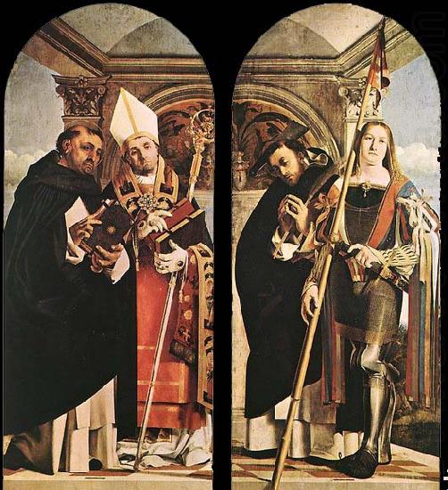 Sts Thomas Aquinas and Flavian, Sts Peter the Martyr and Vitus, Lorenzo Lotto